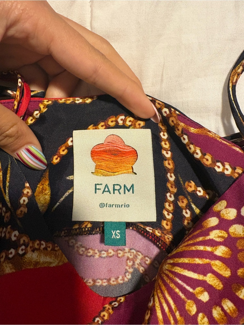 FARM Rio NWOT Black Midi Dress with Red and Purple Floral Print - Picture 3 of 3